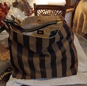 Fendi Black and Brown Striped Shoulder Bag EXCELENT CONDITION""